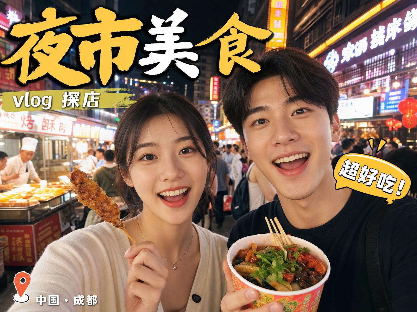 糖心-【糖心】成都夜市美食探店传媒Vlog，超好吃！